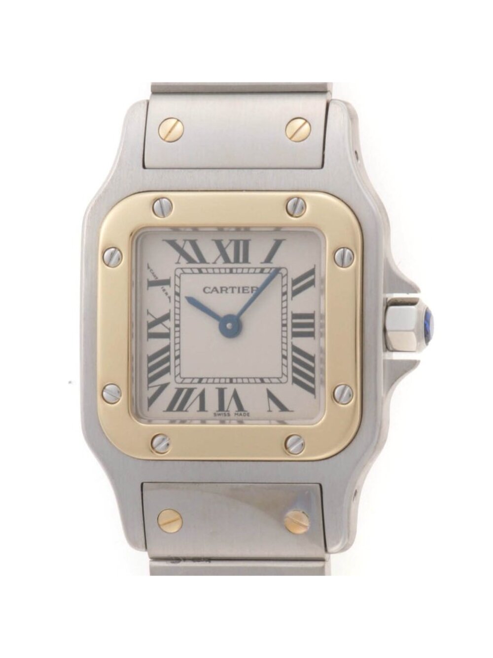 Cartier Santos Galbee SM Watch Ivory 18k Yellow Gold Stainless Steel Quartz